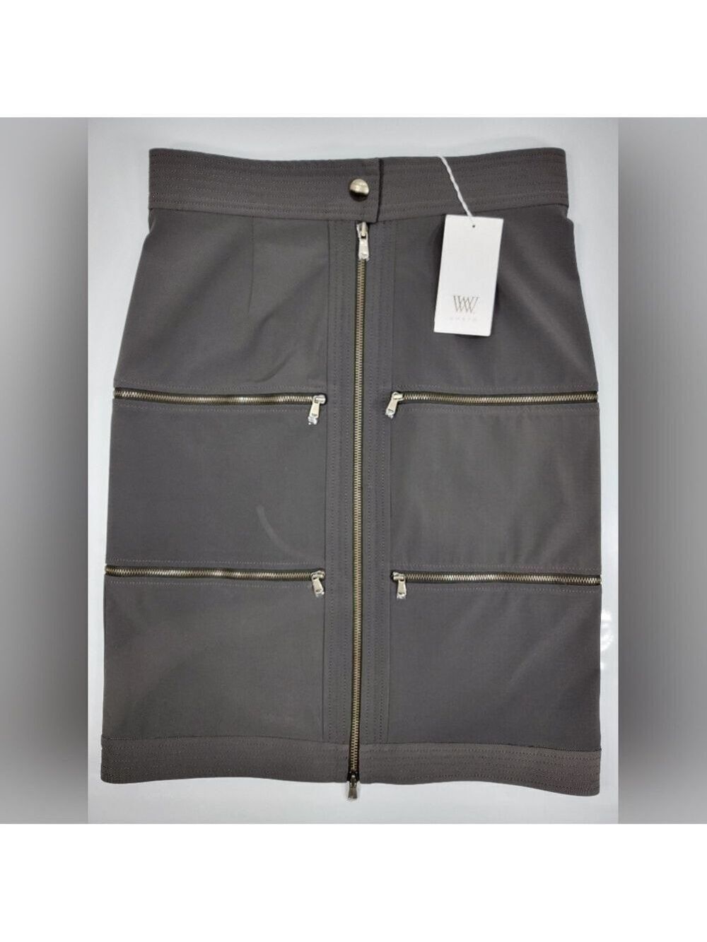 NEW WORTH Beluga Techno Twill Skin Peekaboo Skirt Women's Sz 6 Animal Print $198